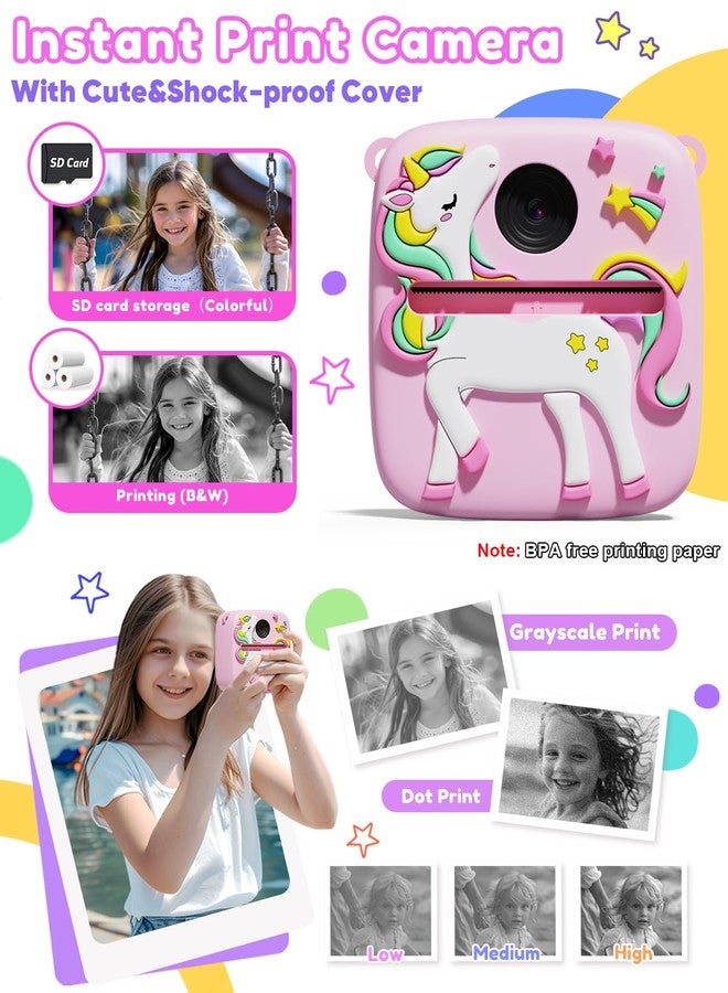 Lizzbey Kids Camera Instant Print, Christmas Birthday Gift for Girls 3-12 Year Old, 1080P Kids Digital Camera Toys with Unicorn Cover, Toddler Camera for 4 5 6 7 8 9 10 Year Old Girls Boys - Image 3